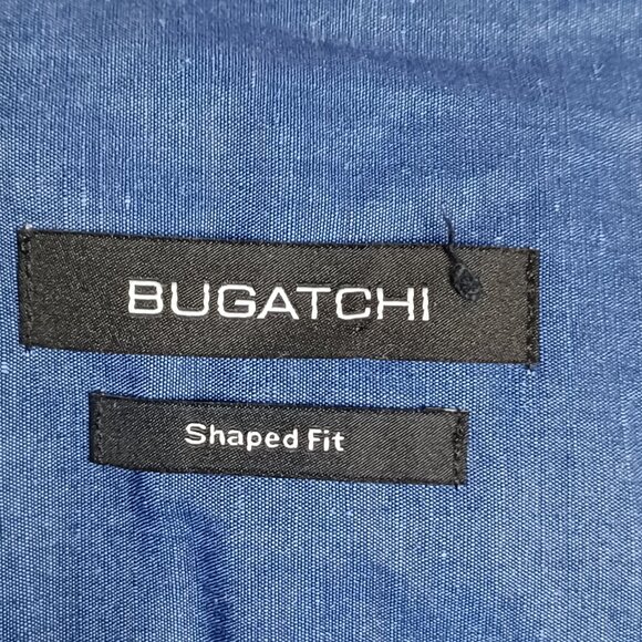 Bugatchi Shaped Fit Shirt Mens Medium Teal Blue Long Sleeve Button Down Luxury - Picture 7 of 8
